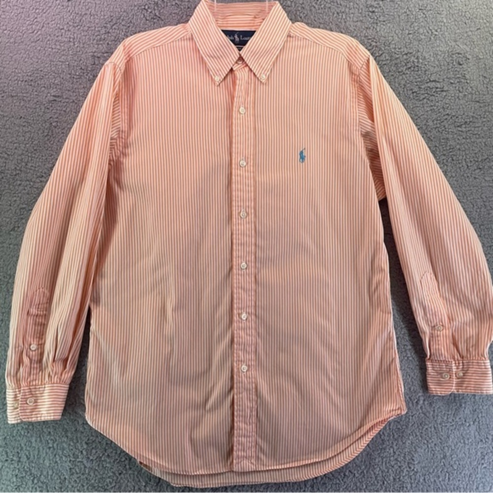 Ralph Lauren Classic Fit Men's Neck 15.5 Long Sleeve Button Down‎ Shirt Striped